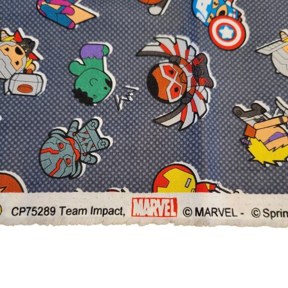 Marvel Team Impact Fabric 1 Yd x 44" Avengers Superhero Cotton Springs Blue - Picture 10 of 16
